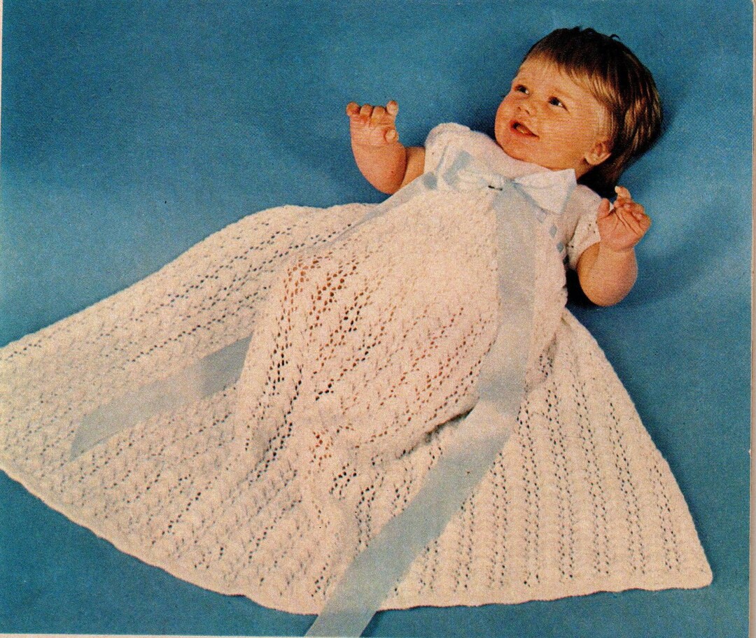 1970s Christening Robe Knitting Pattern (PDF Download) - Etsy