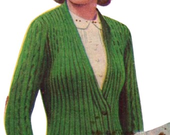 1930s Ladies Ribbed Cardigan (PDF download)