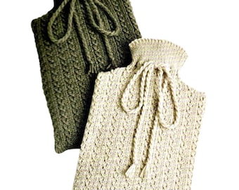 Mock Cable Hot Water Bottle Cover knitting pattern  (PDF download)