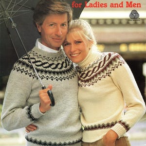 His and Hers Fair Isle Jumper knitting pattern, Larger Sizes (PDF download)