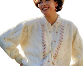 Cardigan with Diagonal Pattern knitting pattern (PDF download)