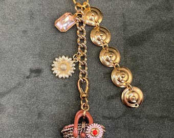 Upcycled Bag Charm with Juicy Couture Basket Charm, Gold