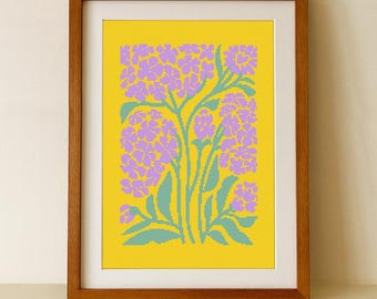 Patrón de punto de cruz de hortensias: gráfico de bordado floral (descarga en PDF)