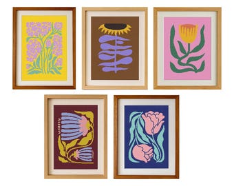 Modern Floral Cross Stitch Pattern Bundle: 5 PDF Designs (Digital Download)