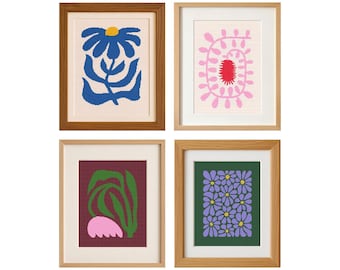 Modern Floral Cross Stitch Pattern Bundle: 4 Botanical Designs (PDF Download)