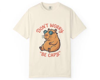 Don't Worry Be Capy T-shirt | Capybara Cartoon Tee, Relaxed Vibes