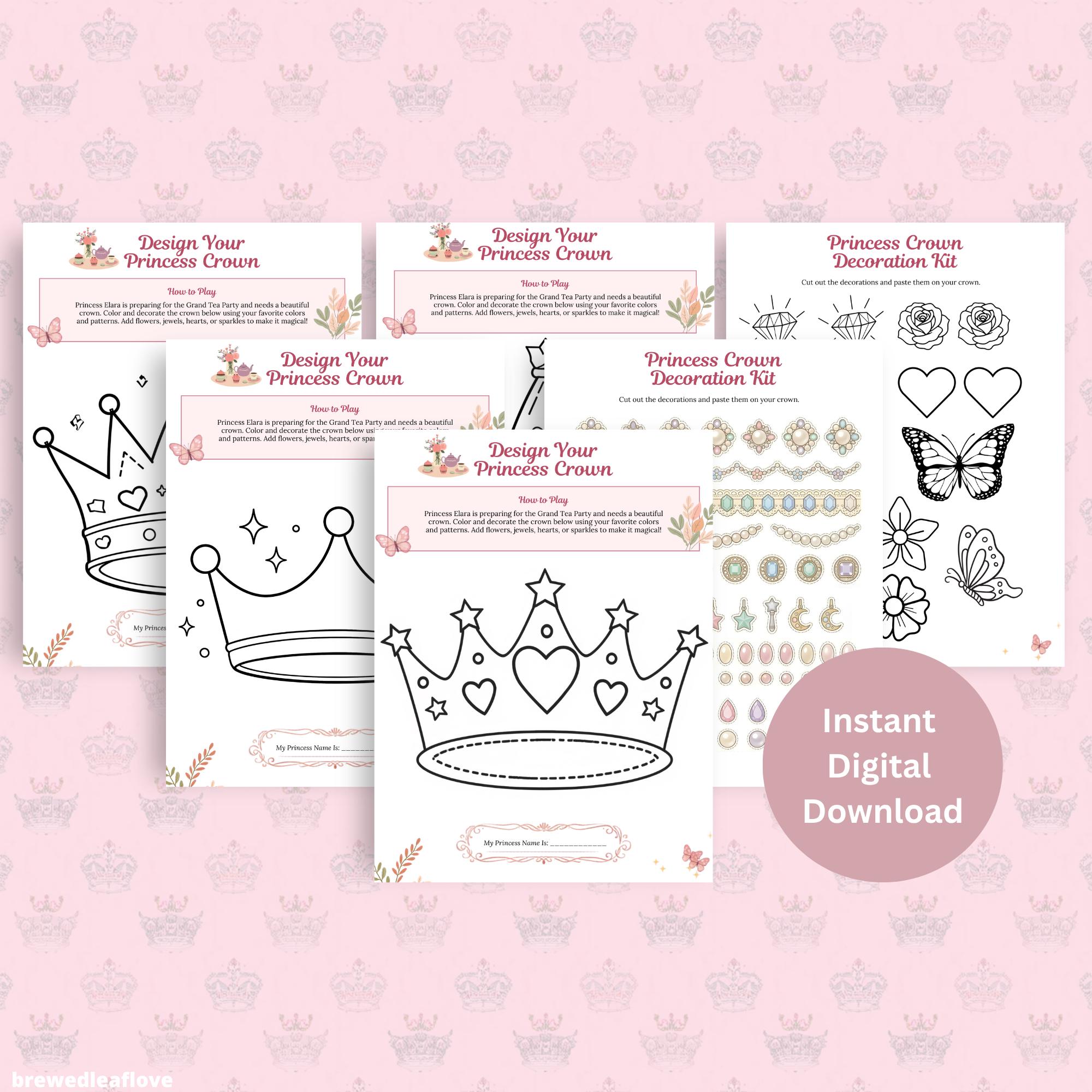 Decorate Your Own Princess Crown Printable Kids Tea Party Craft…