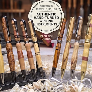 Handdrejad kulspetspenna i exotiskt trä, hantverksmässigt skrivinstrument, elegant fickdesign