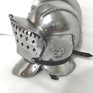 Medieval Landsknecht Burgonet Helmet – Hand Forged 16 Gauge Steel with 3 Interchangeable Visors image 2