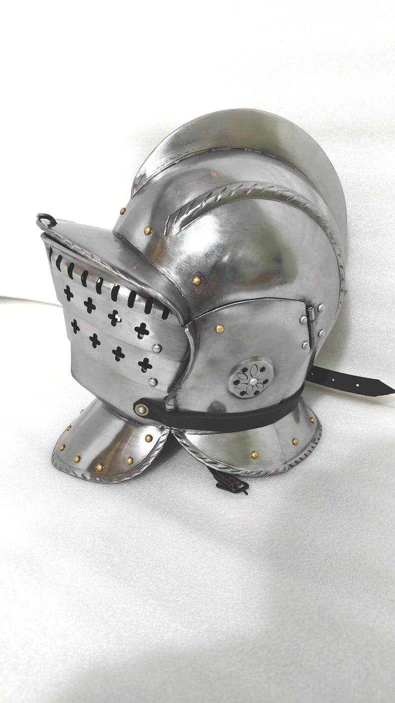 Medieval Landsknecht Burgonet Helmet – Hand Forged 16 Gauge Steel with 3 Interchangeable Visors image 2