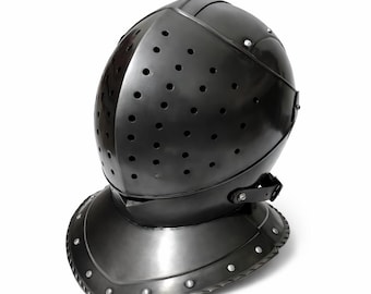 Casco bascinet de acero hecho a mano / Armadura de caballero medieval, cosplay LARP