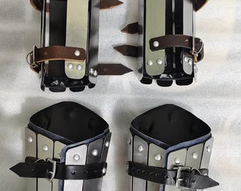 Medieval Bracers and Splint Greaves Armor | Steel Arm & Leg Guards | LARP Reenactment Cosplay Costume