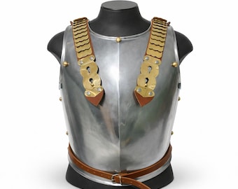 French Cuirassiers Steel Breastplate Armor | 18 Gauge Knight Armor, Brass Accents
