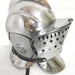 Medieval Landsknecht Burgonet Helmet – Hand Forged 16 Gauge Steel with 3 Interchangeable Visors image 3