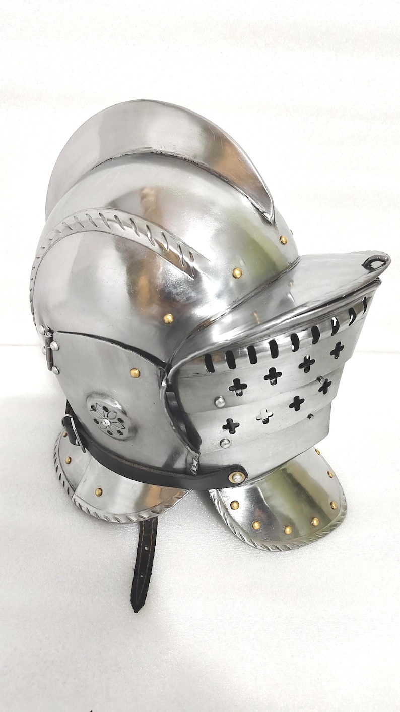 Medieval Landsknecht Burgonet Helmet – Hand Forged 16 Gauge Steel with 3 Interchangeable Visors image 3