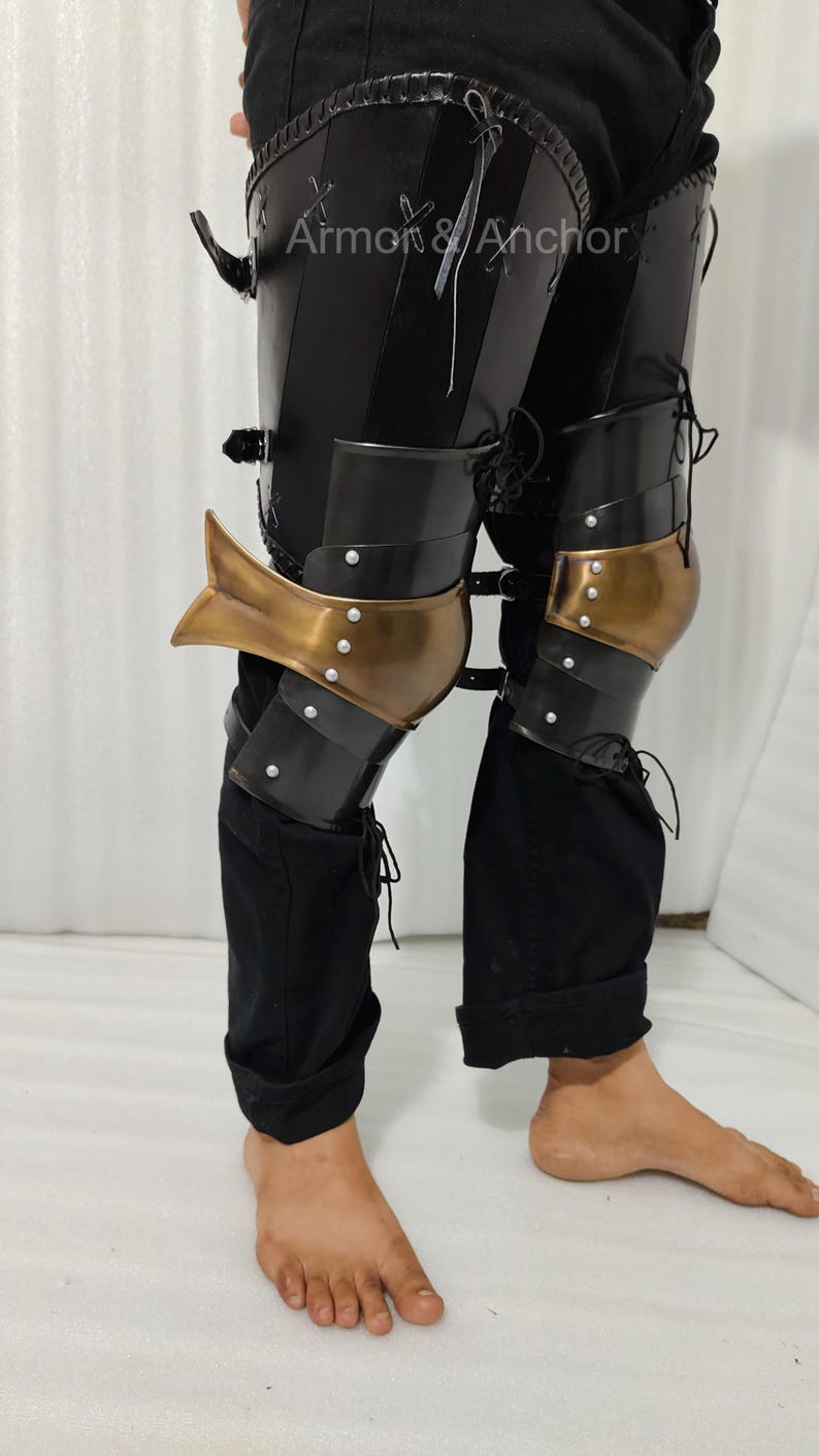 Medieval Steel Leg Armor – LARP Knee & Thigh Protection for Reenactment ...