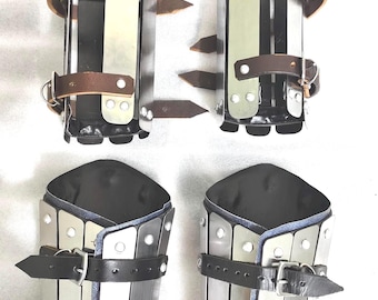 Armadura de brazales y grebas medievales / Protectores de acero para brazos y piernas / Disfraz de cosplay para recreación LARP