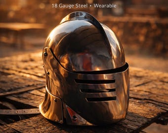 Medieval Helmet of Sir William from A Knight's Tale Knight Helmet 18GA Steel LARP Cosplay Armor Renaissance Reenactment Wearable Helmet