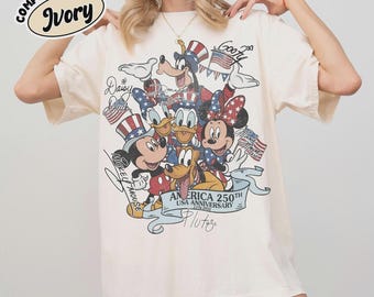 Retro Mickey And Friends 250th USA Anniversary Shirt, Disney 4th Of July Patriotic Shirt, Independence Day Family Trip 2026 Tee