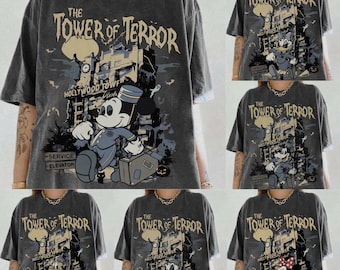 Vintage Tower of Terror Disney Shirt, Mickey & Friends Hollywood Tower Hotel Shirt, DisneyWorld Shirt, Spooky Halloween Disney Gift Tee