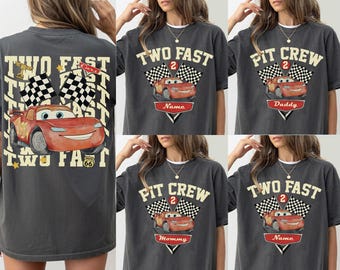 Custom Birthday Two Fast Pit Crew Lightning McQueen Shirt, Family Birthday Matching Disney Cars Tee, Pixar Pier Shirt, Birthday Boy Shirt