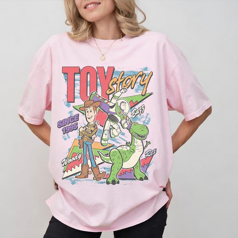 Retro Disney Toy Story 1995 Comfort Colors Shirt, Woody Buzz Lightyear Rex Tee, Disney Pixar Fest, WDW Disneyland Family Vacation 2026 Trip image 4