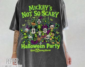 Retro Mickey's Not So Scary Halloween Party 2026 Skeleton Comfort Colors Shirt, Disney Halloween Shirt, 2026 Halloween Disney Family Shirt