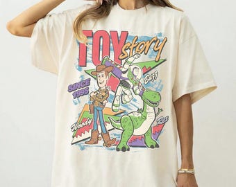 Camiseta retro de Disney Toy Story de 1995, colores cómodos, camiseta de Woody, Buzz Lightyear y Rex, Disney Pixar Fest, viaje familiar a WDW Disneyland 2026