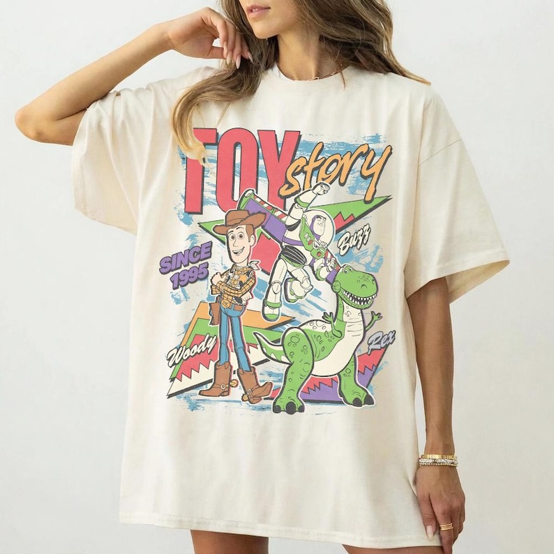 Retro Disney Toy Story 1995 Comfort Colors Shirt, Woody Buzz Lightyear Rex Tee, Disney Pixar Fest, WDW Disneyland Family Vacation 2026 Trip image 1