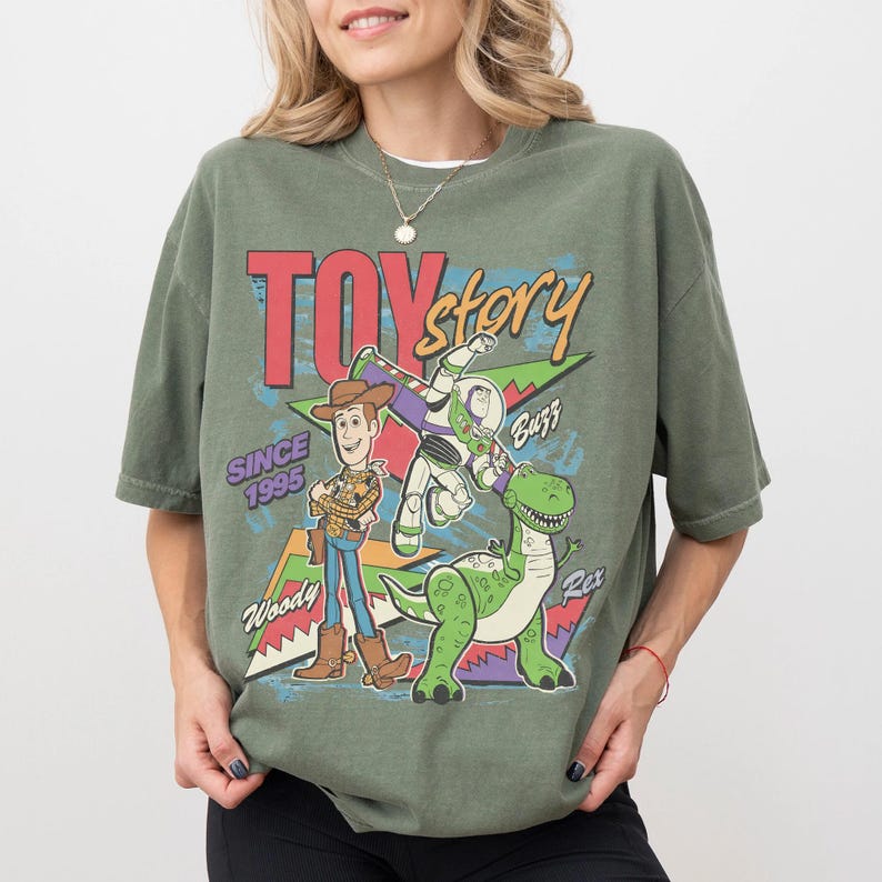 Retro Disney Toy Story 1995 Comfort Colors Shirt, Woody Buzz Lightyear Rex Tee, Disney Pixar Fest, WDW Disneyland Family Vacation 2026 Trip image 5