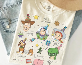 Camisetas de fiesta de cumpleaños de Toy Story de Disney, camiseta de viaje de los personajes de Toy Story, regalo de cumpleaños familiar de Buzz, Woody y Jessie, ¡El mejor cumpleaños de la historia!