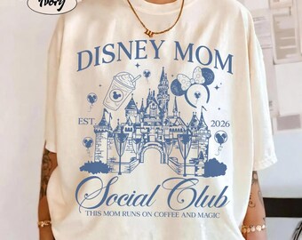 Disney Mom Social Club Vintage shirt, This Mom runs on Coffee & Magic Magical Mom shirt, WDW Disneyland trip Gift for Mother Tee