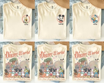 Benutzerdefinierte Name Disney World Micky und Freunde Shirt, Disney Familie 2026 Shirts, Retro Disneyworld Reise T-Shirt, Disney Familien Urlaub T-Shirt