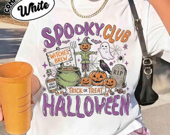 Spooky Season Halloween Shirt, Cute Ghost Doodle Graphic Tee, Trick Or Treat Tee, Trendy Preppy Fall Shirt, Coquette Autumn Outfit for Women