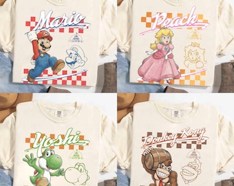 Retro Mario 2026 Custom Shirt, Mario Luigi Yoshi Peach Bowser Donkey Kong Tee, Nintendo Character Shirt, Vintage Gamer Shirt, Retro gaming