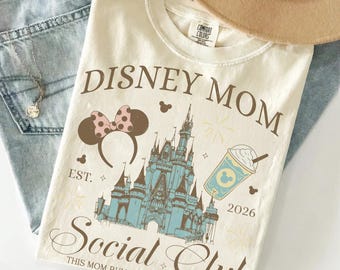 Vintage Disney Mom Social Club Shirt, This Mom runs on Coffee & Magic Magical Mom Shirt, WDW Disneyland trip Gift for Mother Happiest Tee