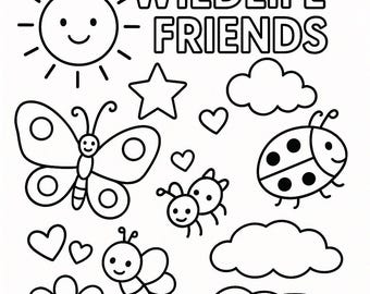 Wildlife Friends Kids Colouring Page | Printable Animal Colouring Sheet | Fun Activity for Children