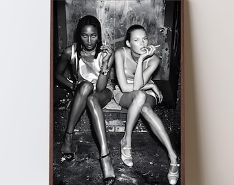 Kate Moss & Naomi Campbell Print – 90s Fashion Photography (Digital Download)