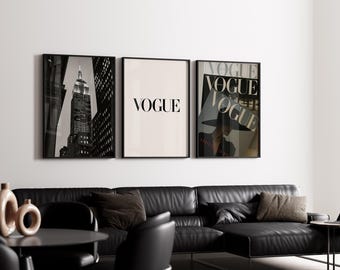 Vogue Fashion Print Set: NYC Black and White Gallery Wall (Digital Download)