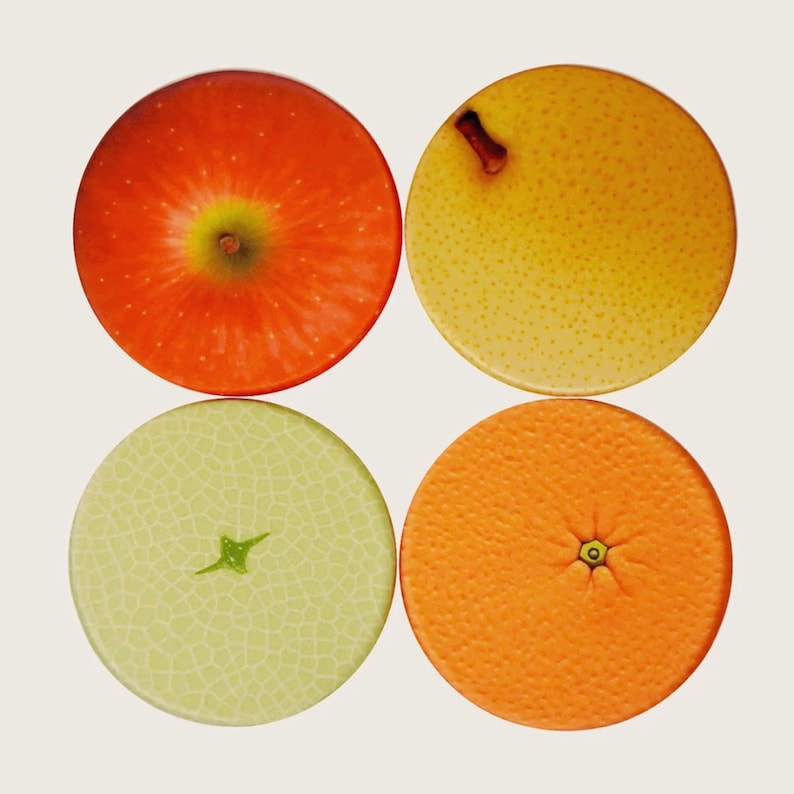 Handmade Silicone Fruit Coaster Set - Thumbnail 4