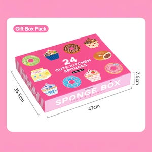 Cute Kitchen Sponge Set Gift Box | 24/18/12 Pcs Decorative Sponges ...