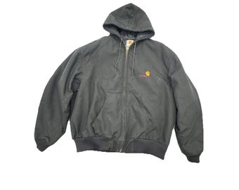 Vintage Carhartt Hooded Jacket Mens 2XL Black 1990s Made In USA RN#14806 Read
