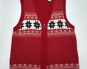 Suéter navideño feo de ciervo blanco, chaleco de punto rojo copo de nieve, 14 W/16 W, festivo