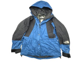 Chaqueta parka vintage North Face Goretex Mountain Blue para mujer, años 90, talla pequeña