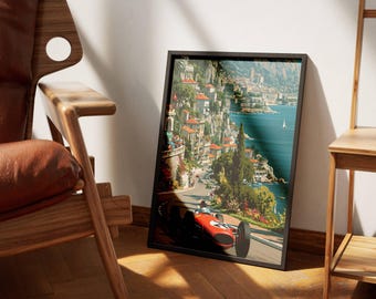 Vintage Style Monaco Grand Prix Poster | Retro Rennsport Plakat | Motorsport Poster Classic Grand Prix | F1 Style Wall Art