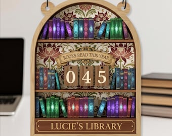Letrero personalizado para recordar libros leídos este año: decoración de biblioteca