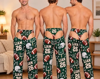 Pantalon de pyjama football personnalisé et humoristique : vêtements de nuit personnalisés avec photo, pantalon de détente original pour homme