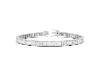 White Gold Emerald Cut Lab Grown Diamond Tennis Bracelet - 4.50 TCW