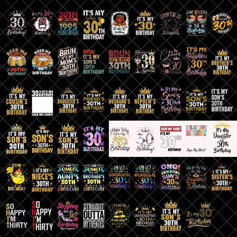 30th Birthday PNG Bundle, It’s My 30th Birthday PNG, Funny 30 Years Old ...
