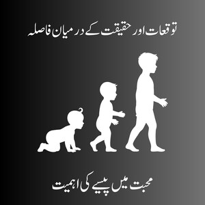 May include: A black and gray gradient background with white silhouettes depicting the stages of human growth from infancy to childhood. The image includes text in a foreign language.